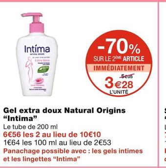 Monoprix Intima gel extra doux natural origins offre