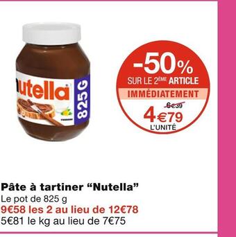Monoprix Nutella pâte à tartiner offre