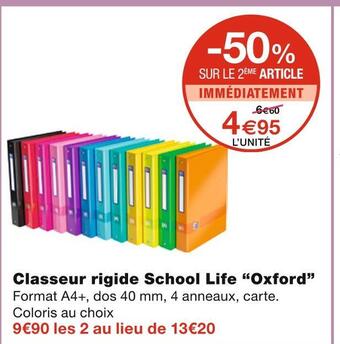 Monoprix Oxford classeur rigide school life offre