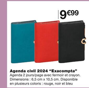 Monoprix Exacompta agenda civil 2024 offre