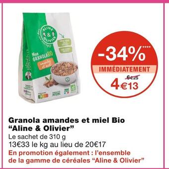 Aline & olivier granola amandes et miel bio