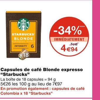 Starbucks capsules de café blonde expresso