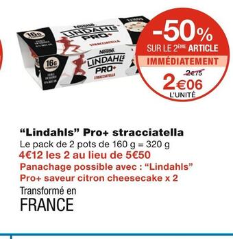 Monoprix Nestlé lindahls pro+ stracciatella offre
