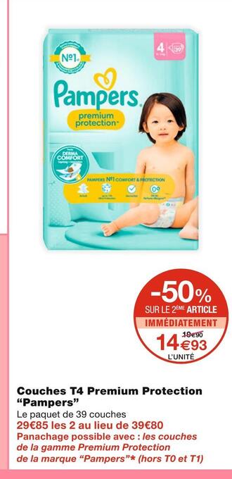 Monoprix Pampers couches t4 premium protection offre