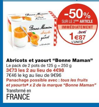 Bonne maman abricots et yaourt