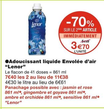 Monoprix Lenor adoucissant liquide envolée d’air offre