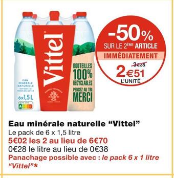 Monoprix Vittel eau minérale naturelle offre