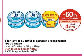 Monoprix Petit navire thon entier au naturel démarche responsable offre