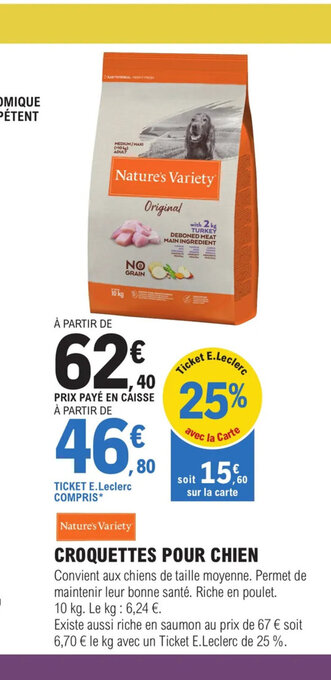 E.Leclerc Nos Animeux CROQUETTES POUR CHIEN offre