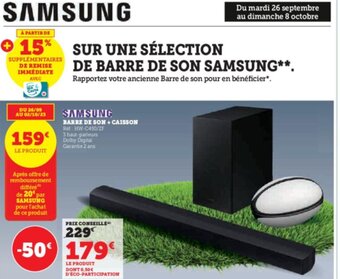 Super U SAMSUNG BARRE DE SON + CAISSON offre