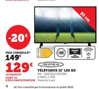 Super U TÉLÉVISEUR 32 LED HD offre