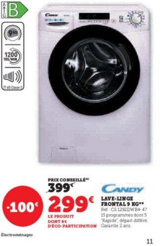 Super U LAVE-LINGE FRONTAL 9 KG offre
