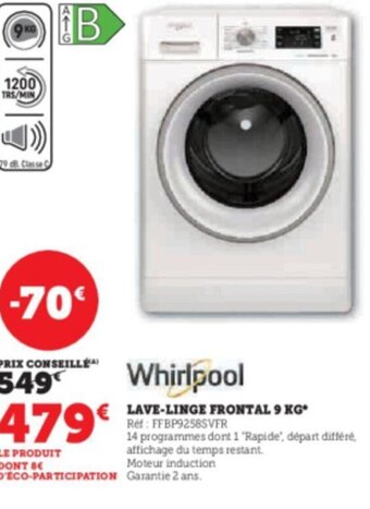 Super U LAVE-LINGE FRONTAL 9 KG offre