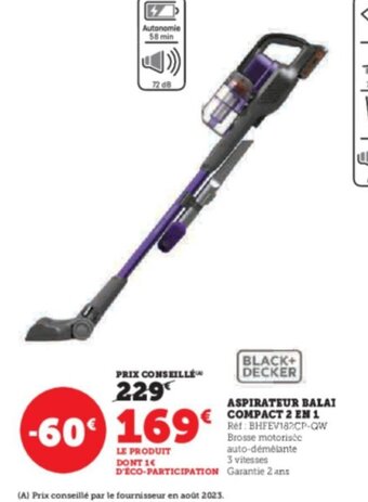 Super U ASPIRATEUR BALAI COMPACT 2 EN 1 offre