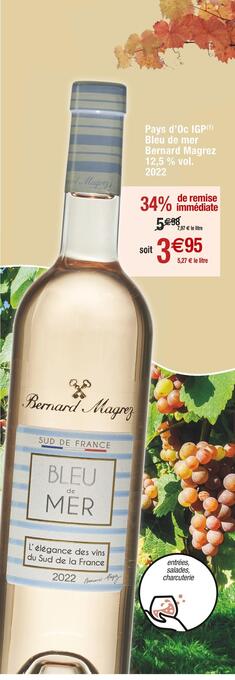 Cora x Carrefour Bernard magrez pays d’oc igp bleu de mer 12,5 % vol. 2022 offre