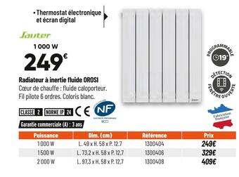 Bricorama Sauter radiateur à inertie fluide orosi offre