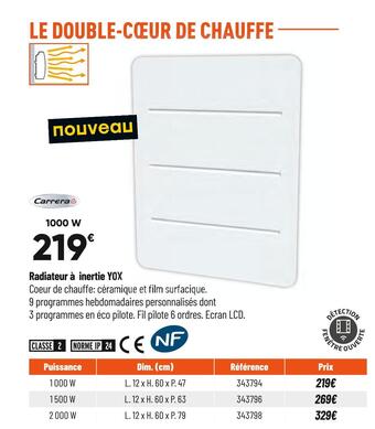 Bricorama Carrera radiateur à inertie yox offre
