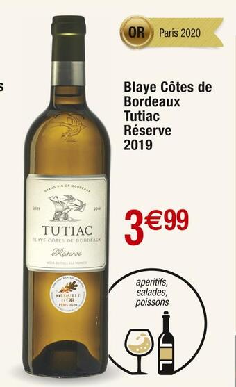 Cora Tutiac réserve blaye côtes de bordeaux 2019 offre