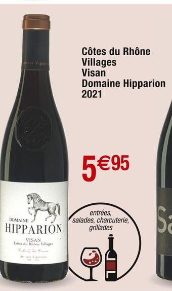 Cora x Carrefour Domaine hipparion côtes du rhône villages visan 2021 offre