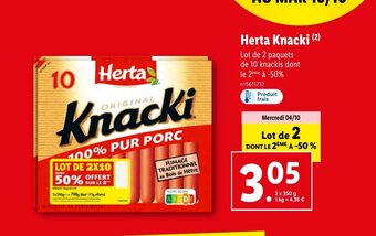 Lidl Herta Knacki (2) Lot de 2 paquets offre