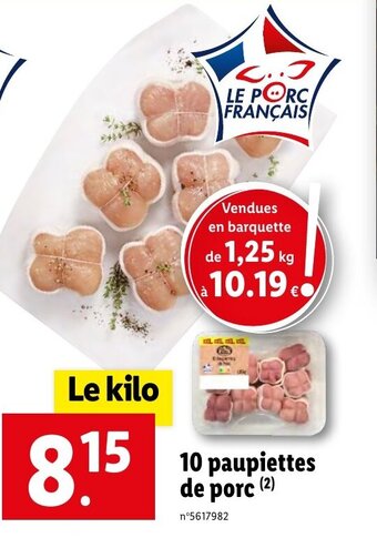Lidl 10 paupiettes de porc (²) offre
