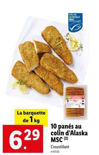 Lidl 10 panés au colin d'Alaska MSC (²) offre
