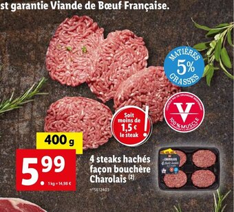 Lidl 4 steaks hachés façon bouchère Charolais (2) offre