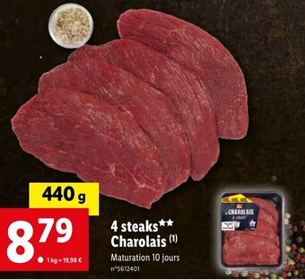 Lidl 4 steaks Charolais offre