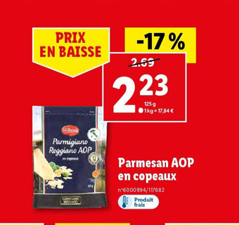 Lidl Parmesan AOP en copeaux offre