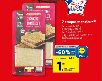 Lidl 2 croque-monsieur offre