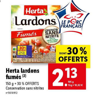 Lidl Herta lardons fumés offre