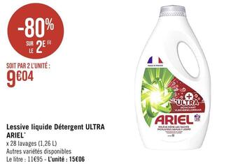 Casino Supermarchés Ariel lessive liquide détergent ultra offre