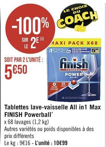 Finish tablettes lave-vaisselle all in1 max powerball