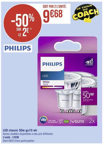 Philips led classic 50w gu10 wh