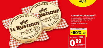 Lidl Camembert Le Rustique (²) offre