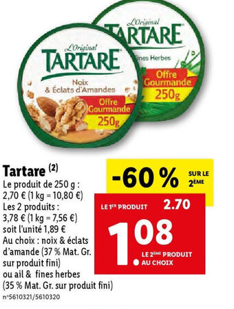 Lidl TARTARE offre