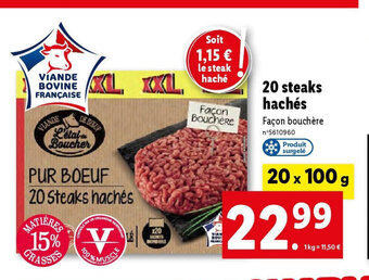 Lidl 20 Steaks hachés offre