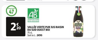 Vallée verte vallée verte pur jus raisin du sud ouest bio