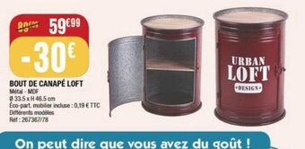 La Foir'Fouille BOUT DE CANAPÉ LOFT offre