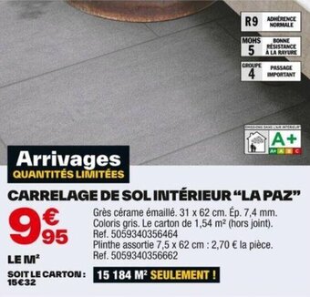 Brico Dépôt CARRELAGE DE SOL INTÉRIEUR “LA PAZ” € offre