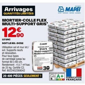 Brico Dépôt MORTIER-COLLE FLEX MULTI-SUPPORT GRIS* offre