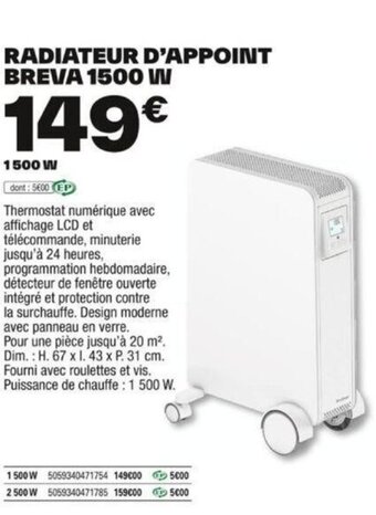 RADIATEUR D'APPOINT BREVA 1500 W