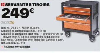 Brico Dépôt SERVANTE 5 TIROIRS offre