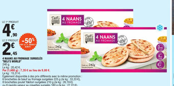 E.Leclerc 4 NAANS AU FROMAGE SURGELÉS "DELI'S WORLD" offre