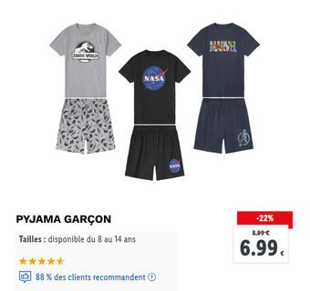 Lidl PYJAMA GARÇON offre