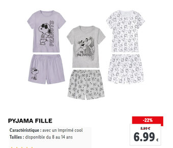 Lidl PYJAMA FILLE offre