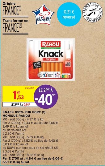 Intermarché KNACK 100% PUR PORC (1) MONIQUE RANOU offre