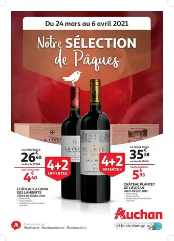 Auchan Direct Château La Croix Des Lamberts Côtes De Bourg 2019, Château Plantey De Lieujean Haut-médoc 2019 offre