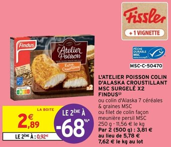 Intermarché L'ATELIER POISSON COLIN D'ALASKA CROUSTILLANT MSC SURGELÉ X2 FINDUS offre