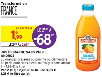 Intermarché JUS D'ORANGE SANS PULPE ANDROS offre